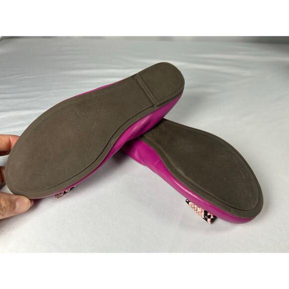 Vionic Zelda Women 8 Magenta coquette Swifty Snakeskin Bow Scrunch Support Flats - Picture 6 of 9